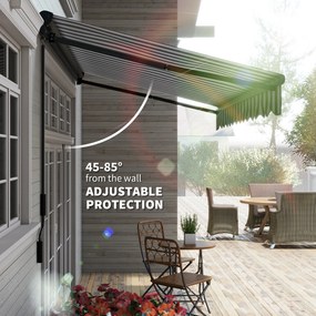 Outsunny Markiza przeciwsłoneczna Tarasowa Markiza, odporna na warunki atmosferyczne, 1 korbka, 395 x 250 x 150 cm, Szary + Biały