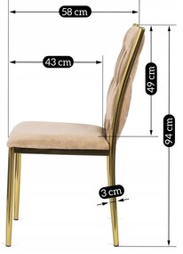 Krzesło Tapicerowane Plecione do Salonu DAN Beżowe Welurowe Nowoczesne Glamour