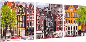 Obraz - Amsterdam, domy tańca (z zegarem) (90x30 cm)