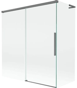 Mexen Rox L parawan nawannowy 2-skrzydłowy rozsuwany 150 + 70 x 150 cm, transparent, gun metal - 8C9L-150-070-95-00