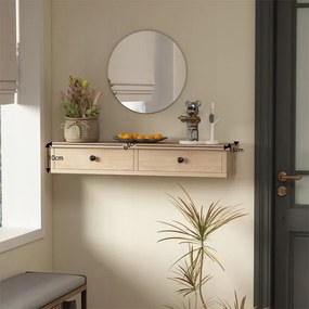 Półka wisząca z szufladami brązowa nowoczesna loft sypialnia ścienna 64 cm