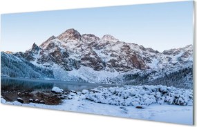 Szklany Panel Zimowe Jezioro w Górach