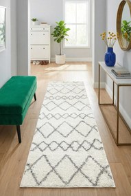 Kremowy chodnik dywanowy shaggy we wzorki K7-A90