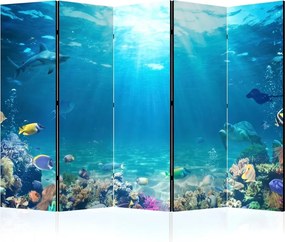 Parawan pokojowy 5-częściowy 225x172 Dwustronny dekoracyjny egzotyczny przygodowy Niebieski Głębiny Oceanu