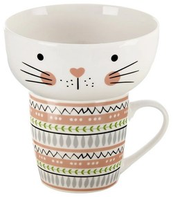 Orion Porcelanowy kubek z miską Cat, 0,35 l