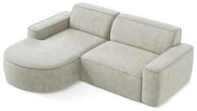 Kremowy narożnik z tkaniny szenilowej (lewostronny/z szezlongiem) Omao – Makamii