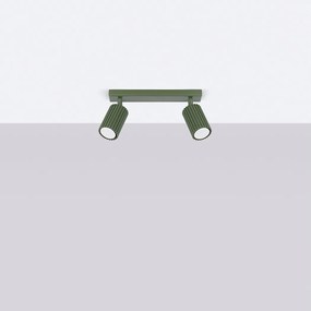 Lampa sufitowa minimalistyczny Gloow, aluminium - 2 źródło światła 4000K - L.30 x H.16.5 cm - zielony oliwkowy