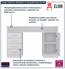Białe biurko z szufladami  W9-S77