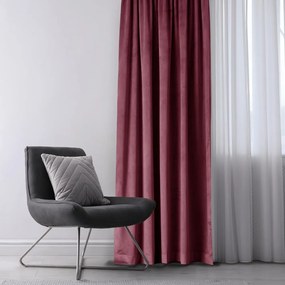 Bordowa/różowa aksamitna zasłona częściowo zaciemniająca (dimout) 140x270 cm Eyelets – Restilo