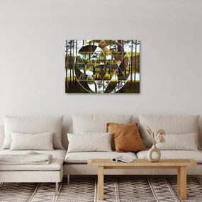 Obraz - Geometryczny kolaż na tle nordyckich lasów (70x50 cm)