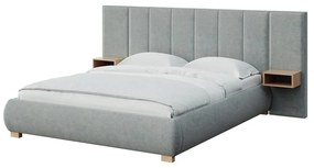 Szare tapicerowane łóżko dwuosobowe ze stelażem 180x200 cm Fioro – MESONICA