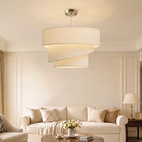 HOMCOM Lampa wisząca z 3 kloszami w wyglądzie lnu, nowoczesna lampa sufitowa z regulacją wysokości, beżowa, żarówki nie są dołączone | Aosom PL