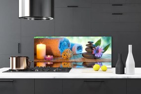 Panel Szklany Atmosfera Spa: Świece i Kwiaty