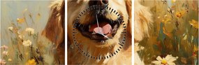 Obraz - Szczęśliwy piesek (z zegarem) (90x30 cm)