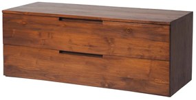 Szafka łazienkowa wisząca z ciemnego drewna tekowego - 2 szuflady - 115 cm - BIMBING