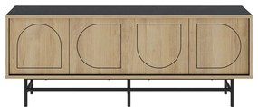 Czarna szafka pod TV w dekorze dębu 149,5x56,5 cm Giana – Marckeric