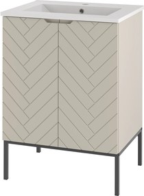 Szafka z umywalką wpuszczaną Aspen 09, cashmere/czarny, 60 cm - zestaw 3