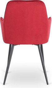 Krzesło Tapicerowane do Jadalni BRESSO Bordowe Welurowe Nowoczesne Loft