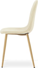 Jasnobeżowe metalowe krzesło tapicerowane welurem T3-H36