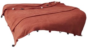 Ceglasta polarowa narzuta 150x200 cm Pom Pom – Mijolnir
