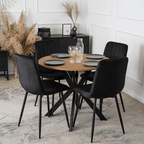 Krzesło Tapicerowane do Jadalni IBIS Czarne Welurowe Nowoczesne Loft