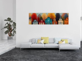 Obraz - Malowane jesienne miasto (170x50 cm)