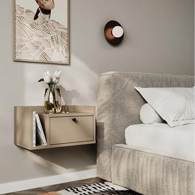 Szafka nocna WENA, wisząca, z szufladą i półką z lewej Aura, 50x27x35 cm, Cappuccino