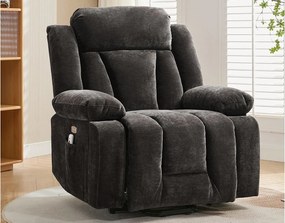 Fotel do masażu elektryczny regulowany 95x94x107cm - Funkcje masażu i ogrzewania - Boczne kieszenie - Uchwyt na kubek i porty USB - Brązowy