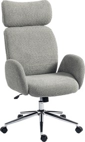 HOMCOM Fotel biurowy z regulowanym zagłówkiem, ergonomiczny fotel biurkowy, funkcja bujania, regulacja wysokości, ciemnoszary | Aosom PL