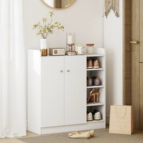 HOMCOM Szafka na buty, Komoda na buty, Półka na buty, 4 Półki. 1 Szafa, 83 cm x 30 cm x 90 cm, Biały