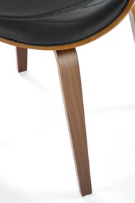 Krzesło z giętej sklejki orzech, tapicerowane siedzisko czarne z eco K544