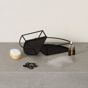 Czarne narożne samoprzylepne stalowe półki łazienkowe 2 szt. Cubiko – Umbra