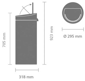Ciemnoszary stalowy kosz na śmieci otwierany na dotyk 30 l Touch Bin – Brabantia