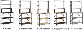Metalowy regał na książki szary dąb D0-A53