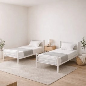 Łóżko Piętrowe Dla Dzieci 90x200 cm RODEZ Metalowe Białe Loft