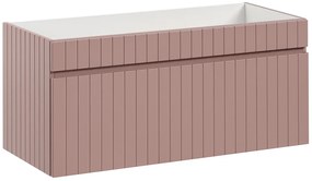 Ścienna szafka umywalkowa 100 cm z lamelami róż K7-F94