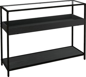 HOMCOM Stolik konsolowy z półkami na korytarz Elegancki blat ze szkła i półka na buty Praktyczny i stylowy mebel | Aosom PL