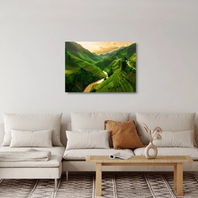 Obraz na szkle - Tarasy ryżowe Mu Cang Chai (70x50 cm)