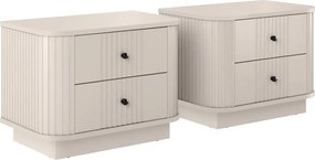 Zestaw szafek nocnych Vesper 56 cm na cokole - kaszmir / czarne uchwyty