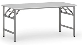 Stół konferencyjny FAST READY, 160x80 cm, szaro-srebrna podstawa, biały