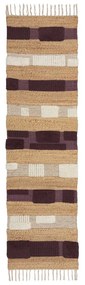 Fioletowo-naturalny chodnik z mieszanki juty tkany ręcznie 60x230 cm Medina Blocks – Flair Rugs