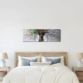 Obraz - Drzewo czterech pór roku (z zegarem) (90x30 cm)