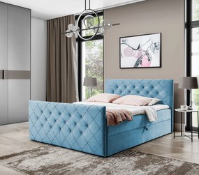 Niebieskie pikowane łóżko welurowe 5 rozmiarów A5-N67