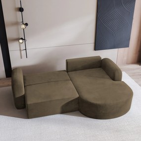 Masseno Narożnik AMILIA z funkcją spania i pojemnikiem na pościel Narozniki L, Rozkładana sofa - Beżowy, MONOLITH 09