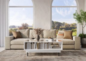 Elegancki biały stolik Dancan ARTEMISA ze złotymi dodatkam