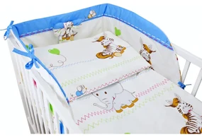 Pościel 120x90 Z Ochraniaczem I Wypełnieniami Do łóżeczka 120x60 - Zebra Balonik Niebieski