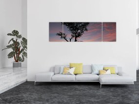 Obraz - Drzewo i czerwonawe odcienie (170x50 cm)