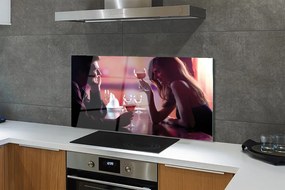 Panel szklany do Kuchni Ludzie z Kieliszkami