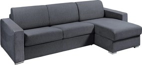 Rozkładana, Kanapa narożna rozkładana z szarej antracytowej tkaniny - Szeroki ruszt sprężynowy 160 cm - Materac 14 cm - CALITO