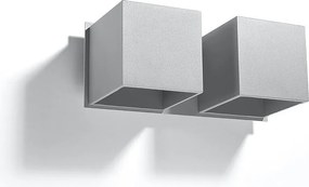 Kinkiety nowoczesny Quadx, aluminium - 2 źródło światła 4000K - L.26 x H.11 cm - szary